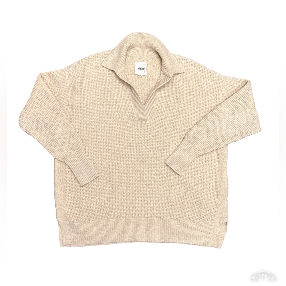 Aerie CozyUp Waffle Polo Women’s Sweater